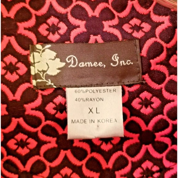 DAMEE INC Orange Black Floral Print Swing Jacket Sz XL 3/4 Sleeves Button Up - Picture 3 of 8